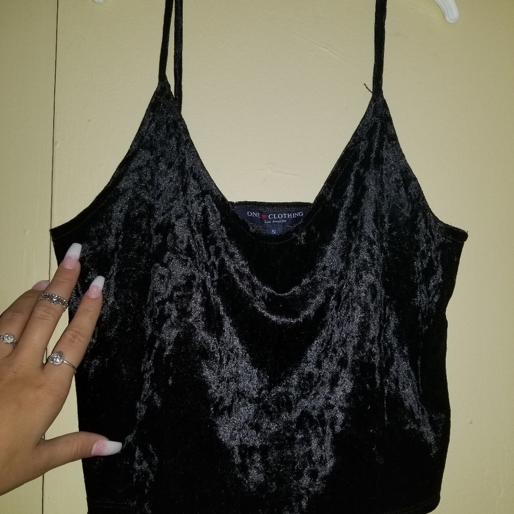 Black Velvet Cropped Tank
